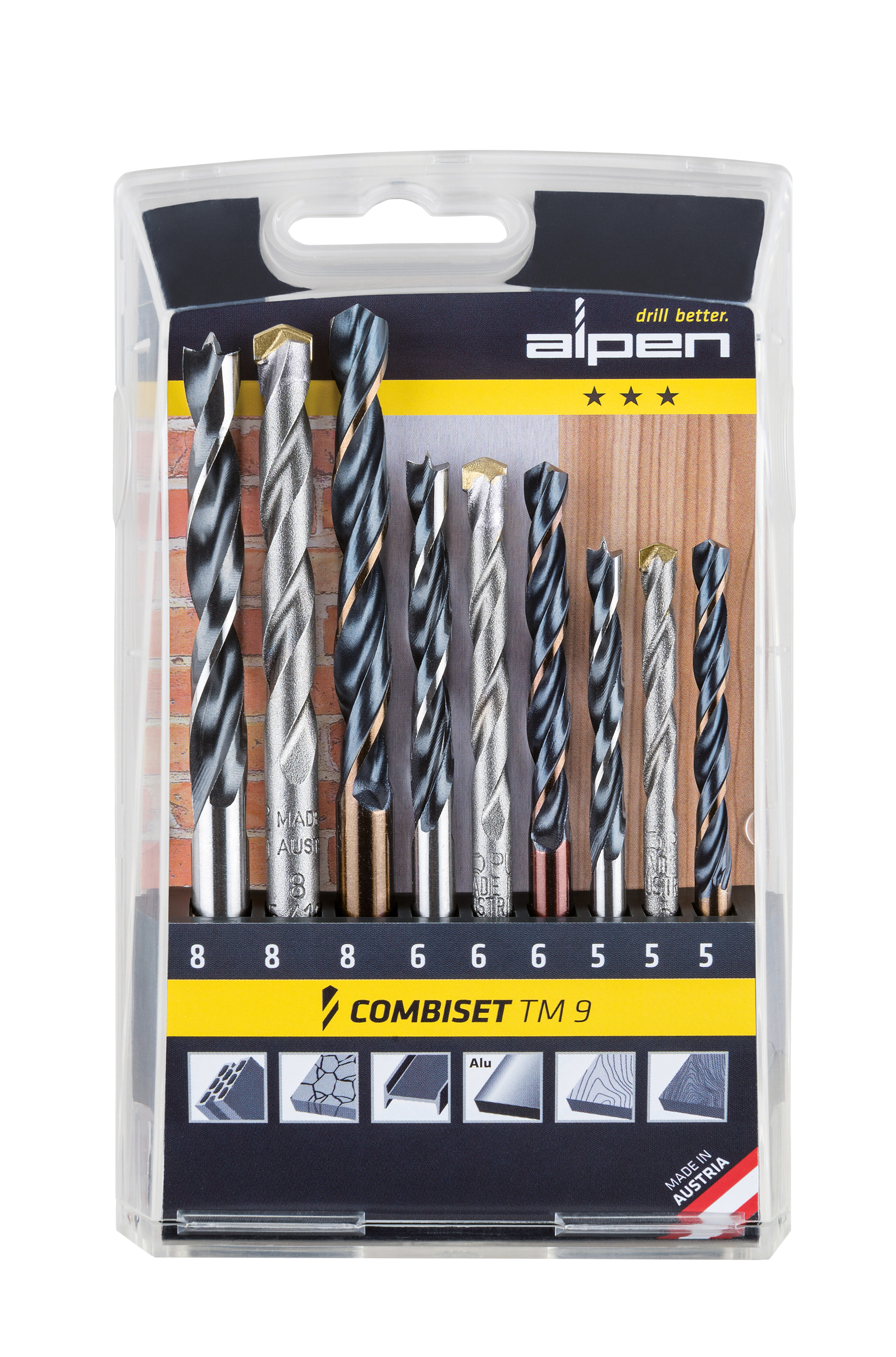 Kassette TM9 Metall/Stein/Holz 9-tlg., je Ø 5.0| 6.0| 8.0mm, SET