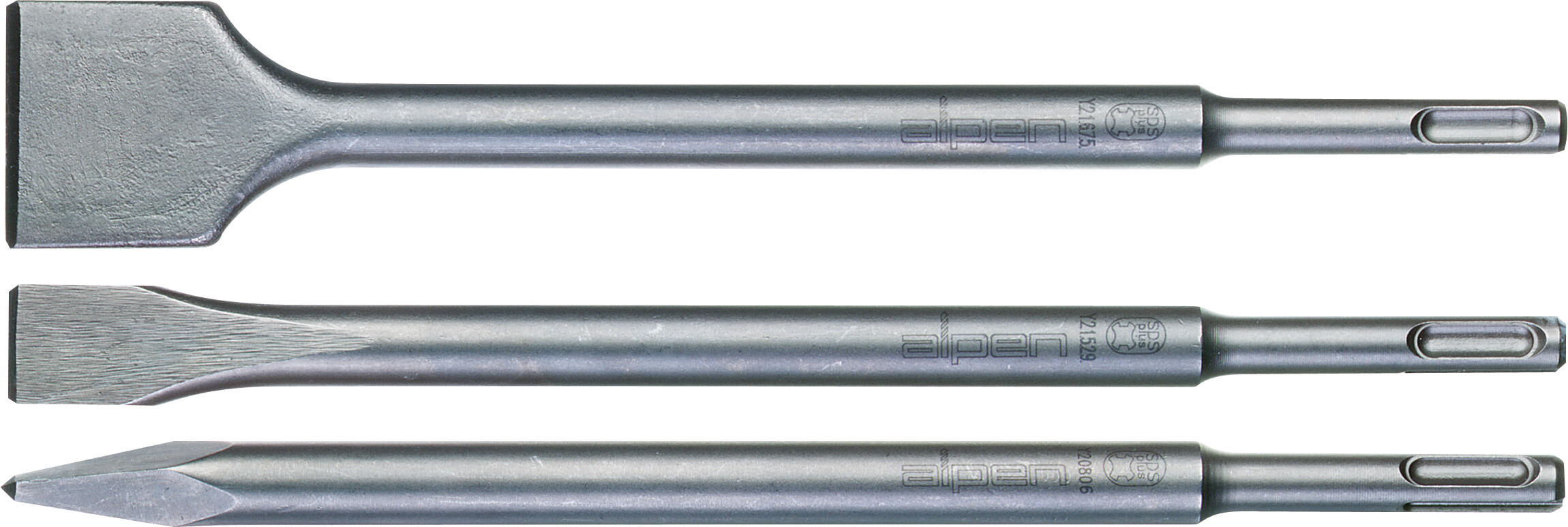 SDS-plus Meißelset Gewerbepack 3-tlg., Meißel spitz 250mm, flach 20x250mm, breit 40x250mm