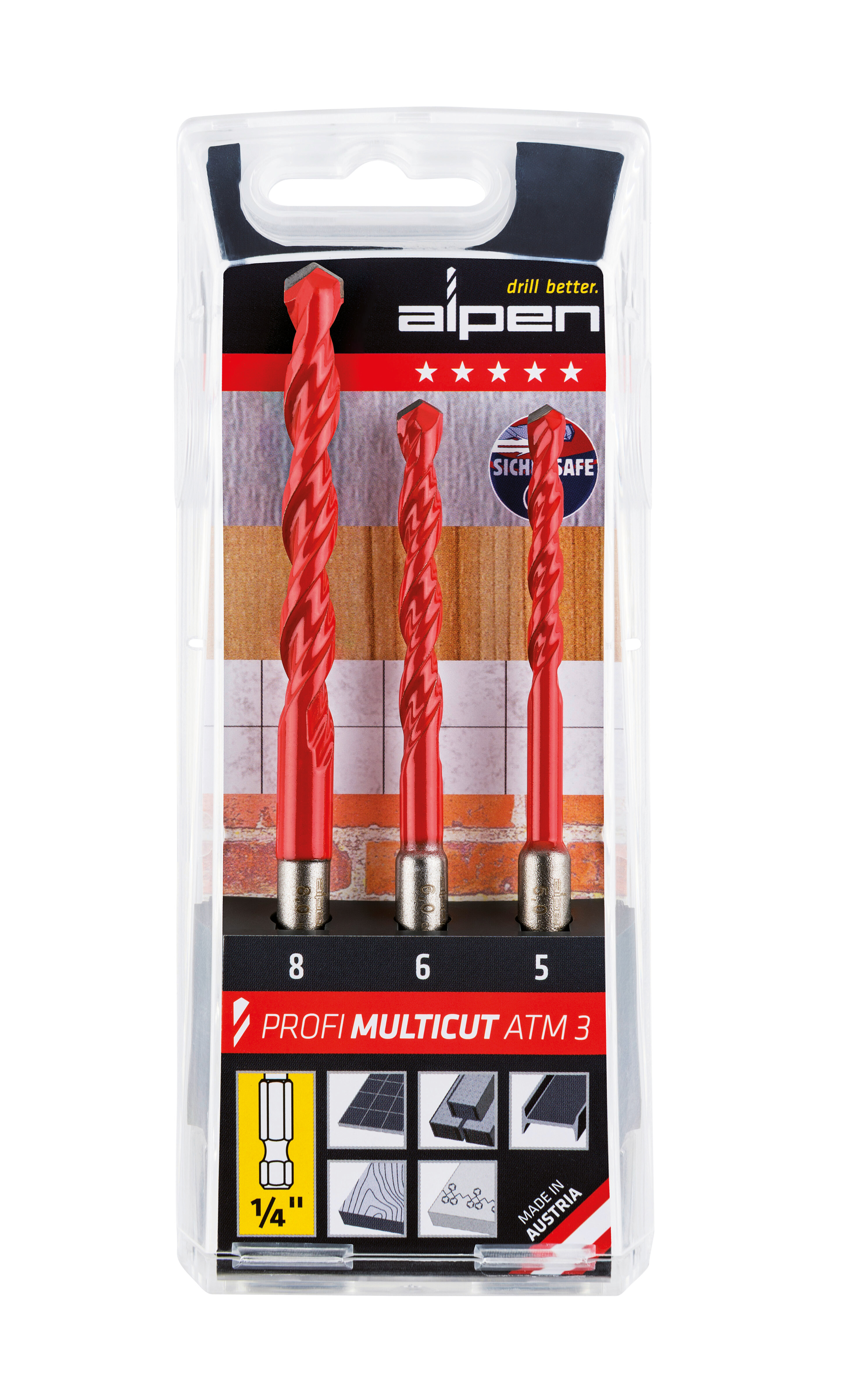 Hartmetall-Mehrzweckbohrer mit zylindrischen Schaft, kurz