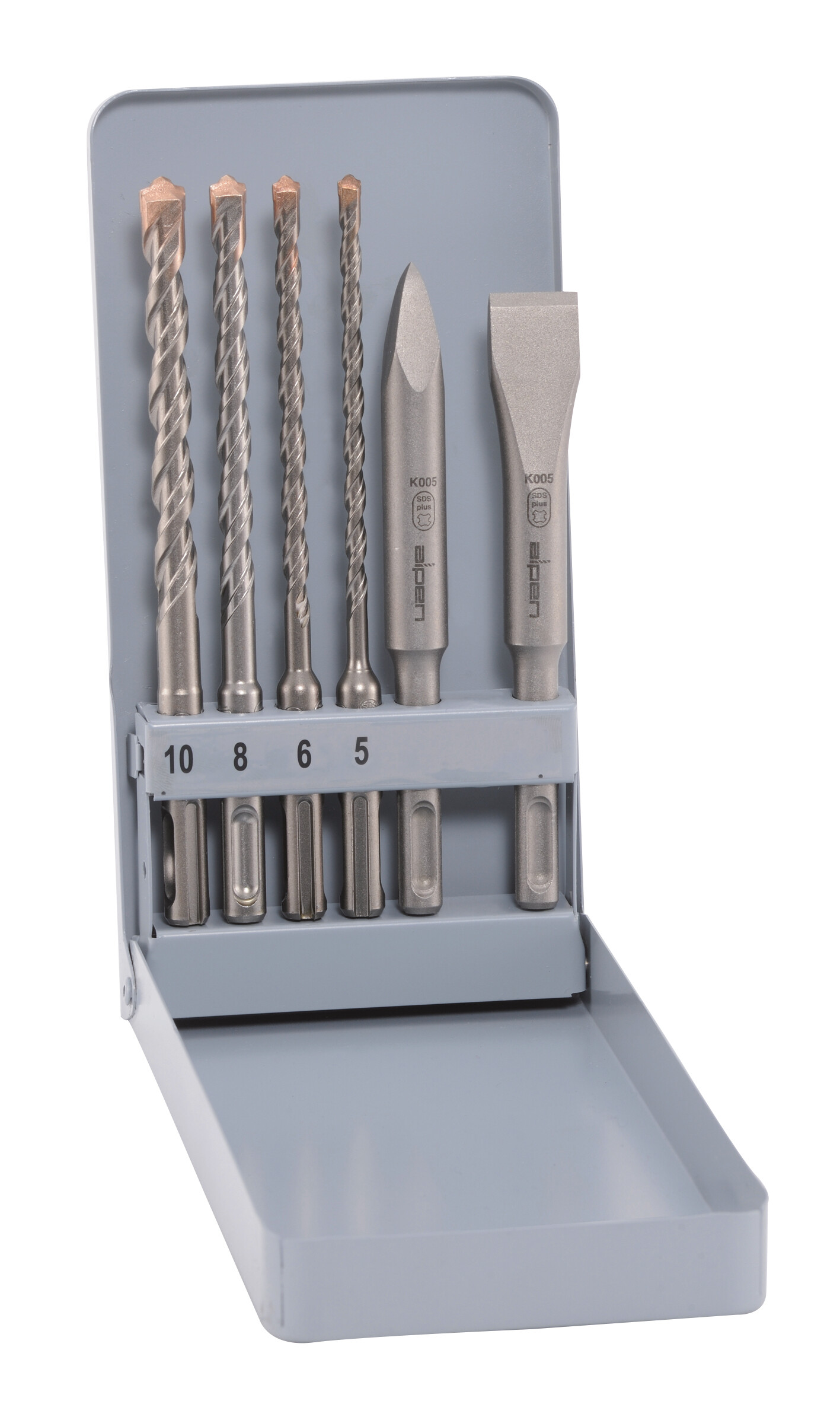 SDS-Plus Bohrer MIX-Set KM 6, 6-tlg., Bohrer Ø 5.0I 6.0| 8.0| 10.0x160mm,  Meißel flach 20x140,spitz 140mm