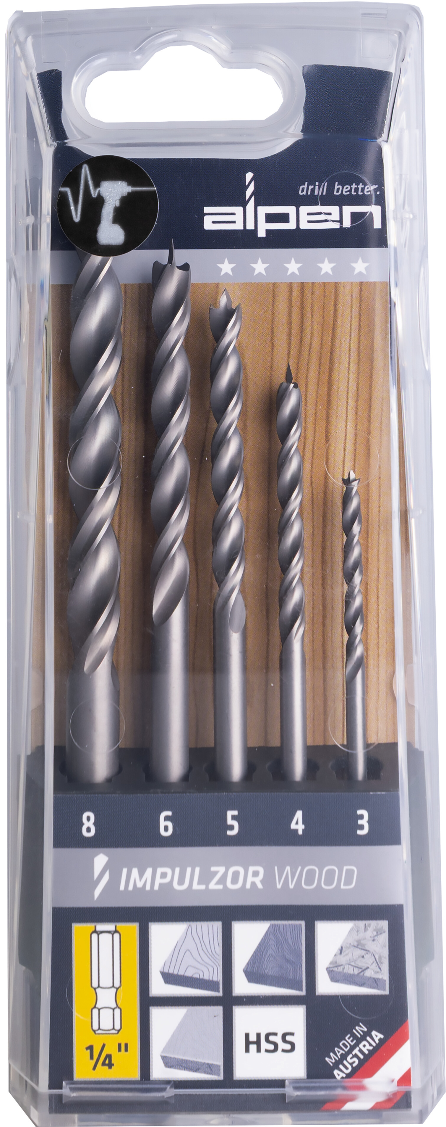 Holzspiralbohrer für schlagfeste Bohrmaschinen