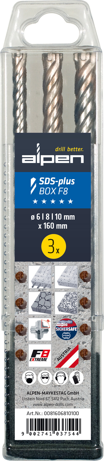 SDS-plus Hammerbohrer „F8“, 4 Schneiden
