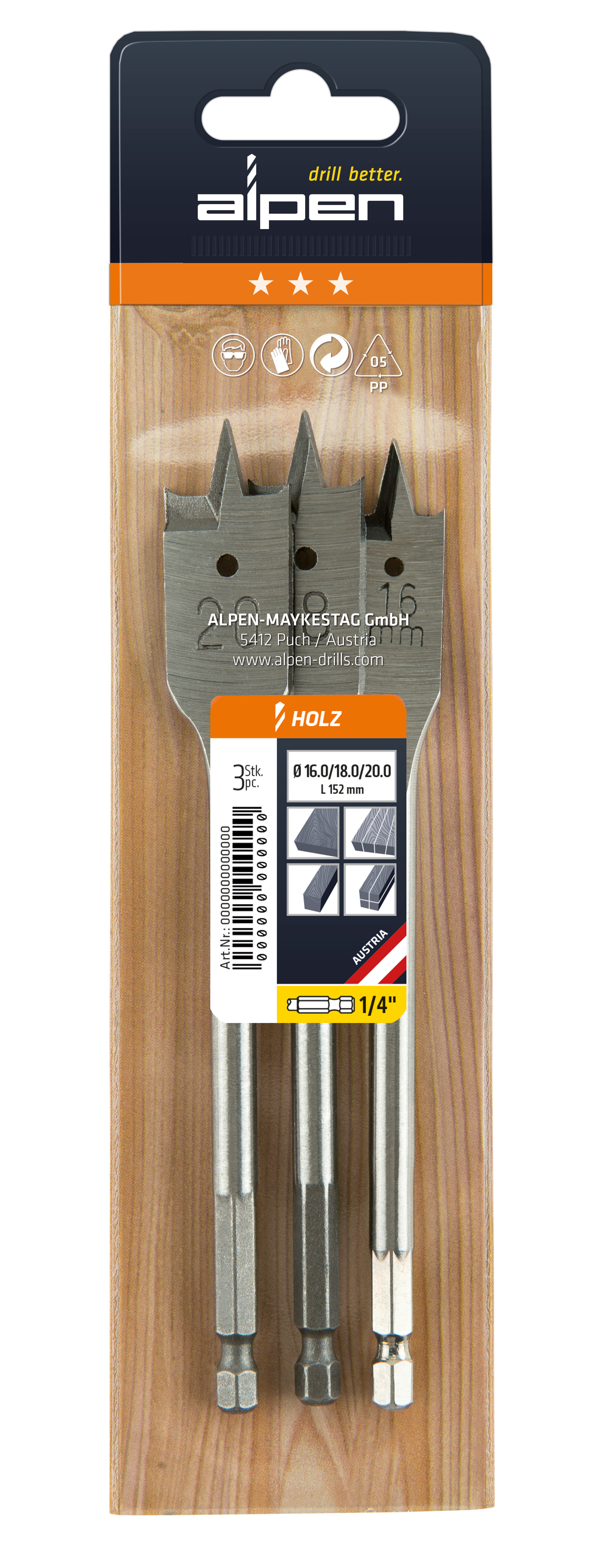 FLACHFRÄSBOH.HOLZ Set 16-18-20