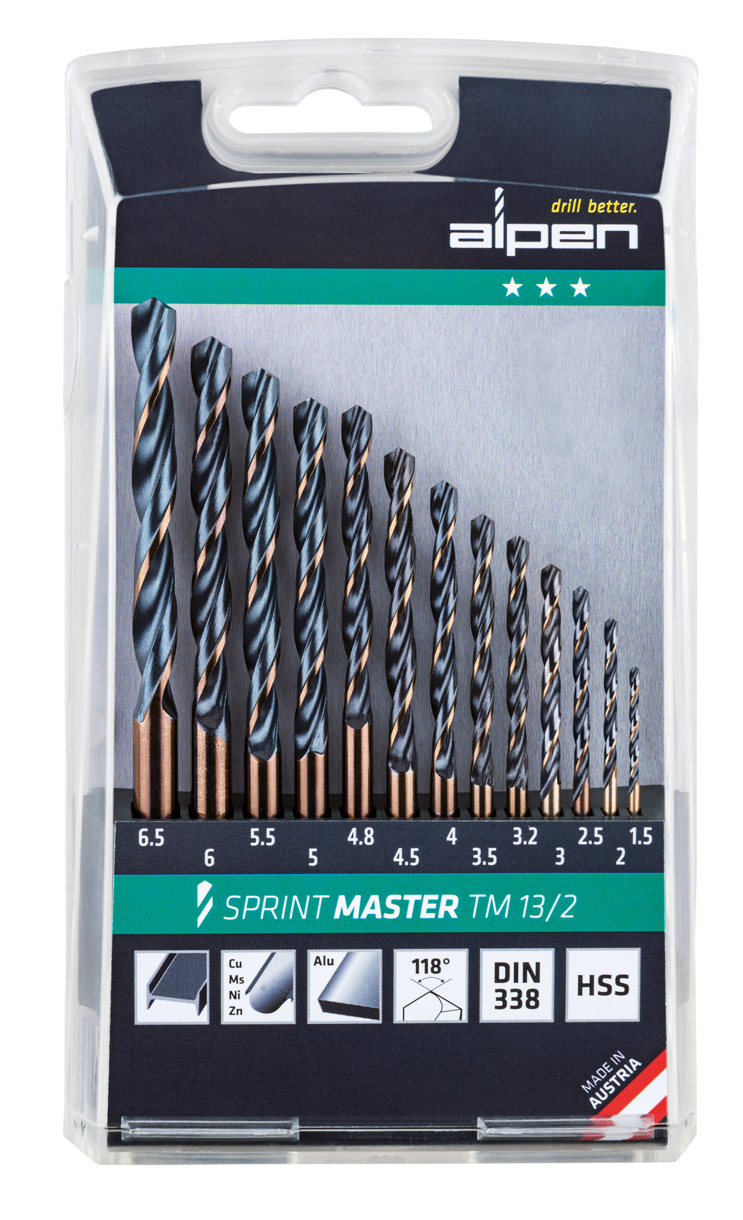 Sprint Master, HSS Spiralbohrer, kurz, DIN 338 RN, SET