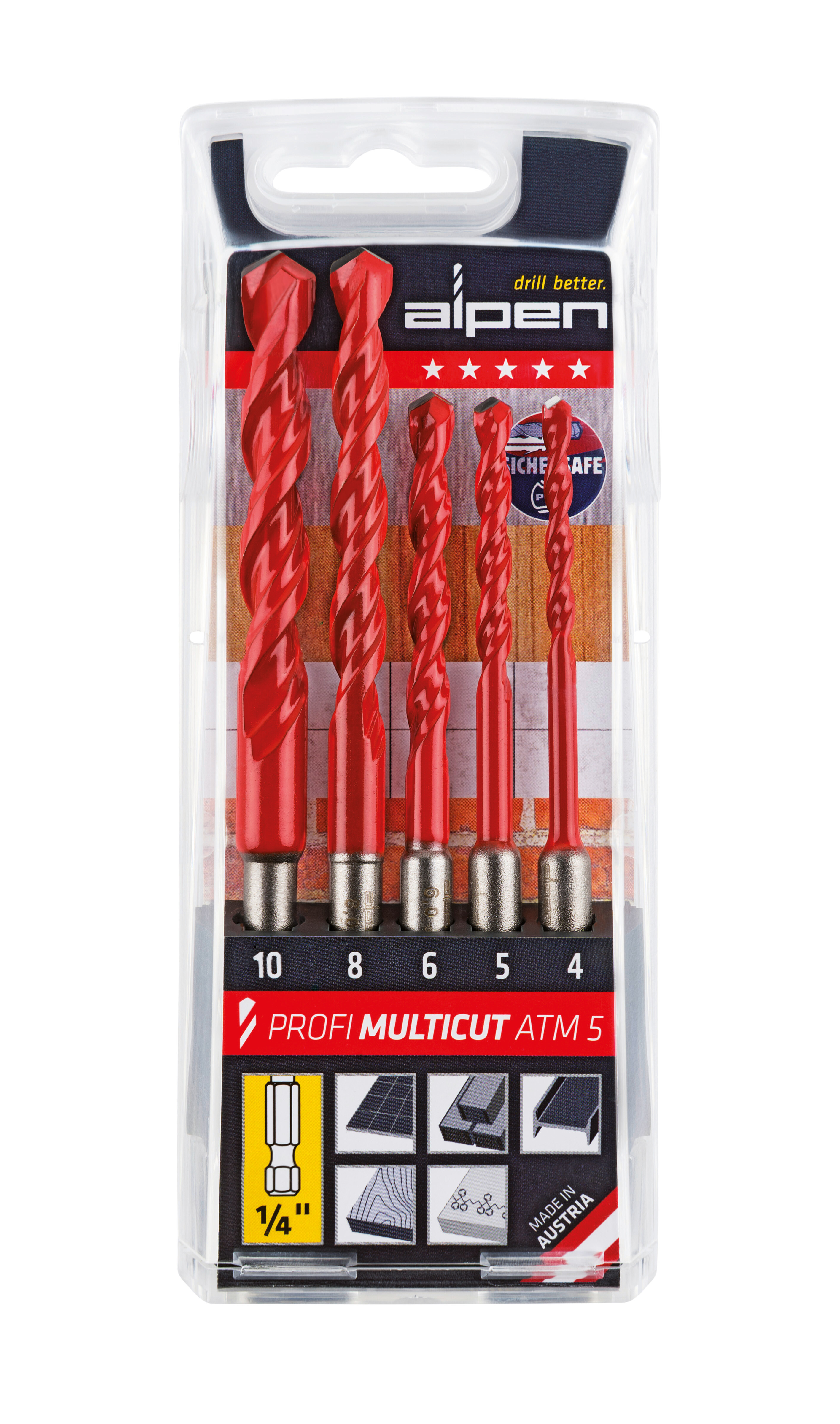 Hartmetall-Mehrzweckbohrer mit Sechskantschaft, kurz