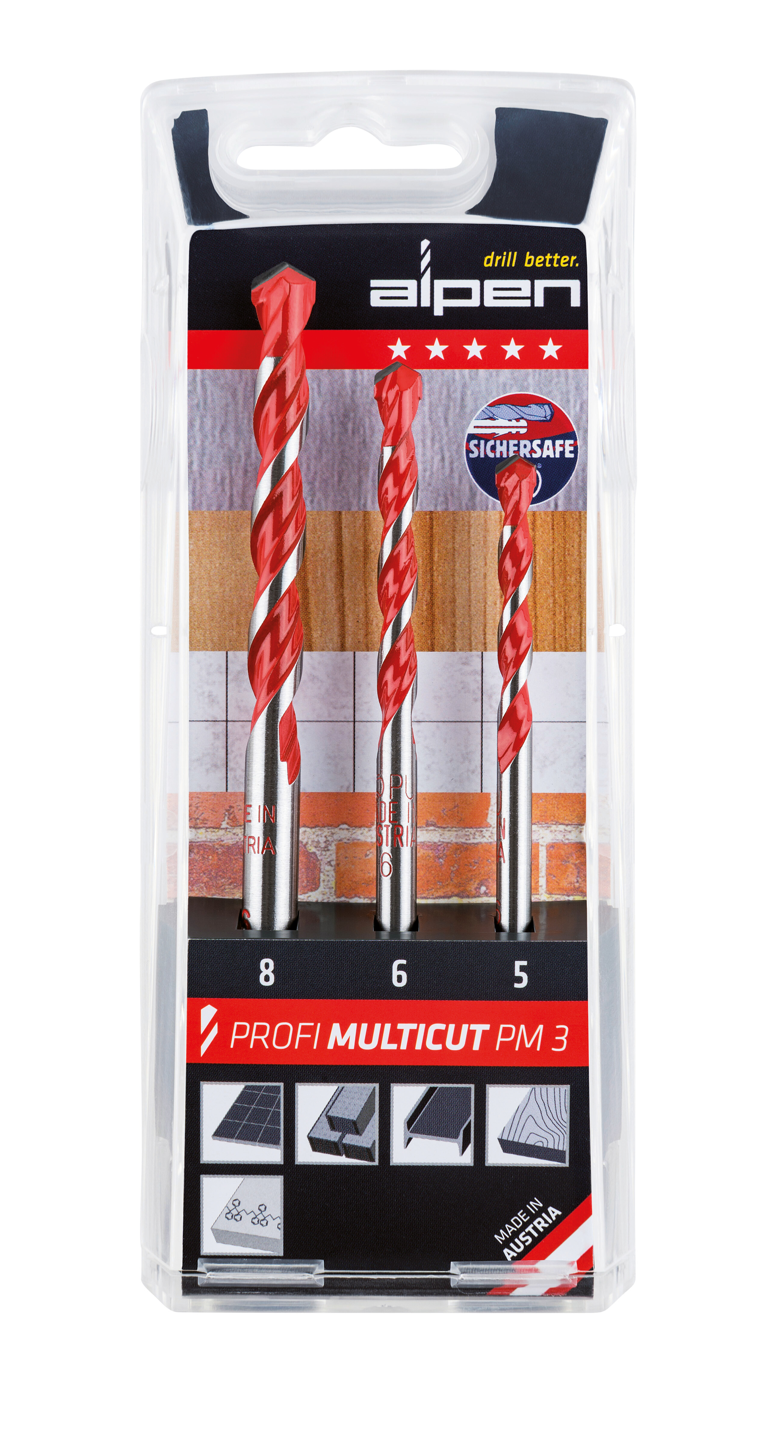 Hartmetall-Mehrzweckbohrer mit zylindrischen Schaft, kurz